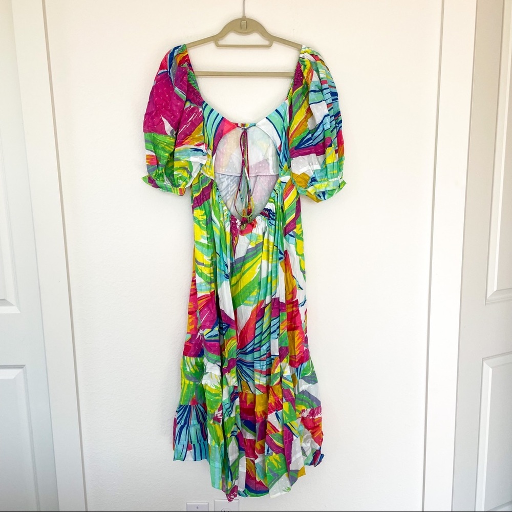 Anthropologie + Farm Rio Rainbow Leaves Midi Dress - Picture 8 of 9